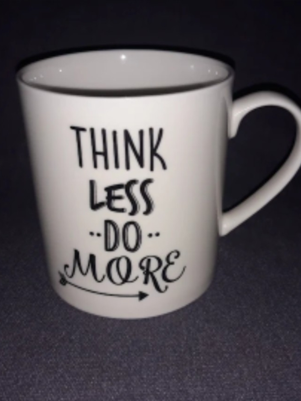 "Think less do more" coffee mug by Let's Dine